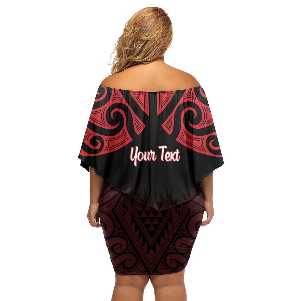 Personalised Keep Maori Wards New Zealand Off Shoulder Short Dress Stronger Together Aotearoa Taniko - Vibe Hoodie