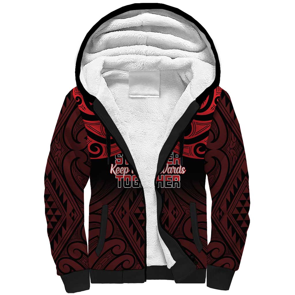Personalised Keep Maori Wards New Zealand Sherpa Hoodie Stronger Together Aotearoa Taniko - Vibe Hoodie