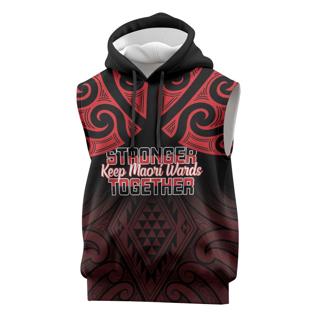 Personalised Keep Maori Wards New Zealand Sleeveless Hoodie Stronger Together Aotearoa Taniko - Vibe Hoodie