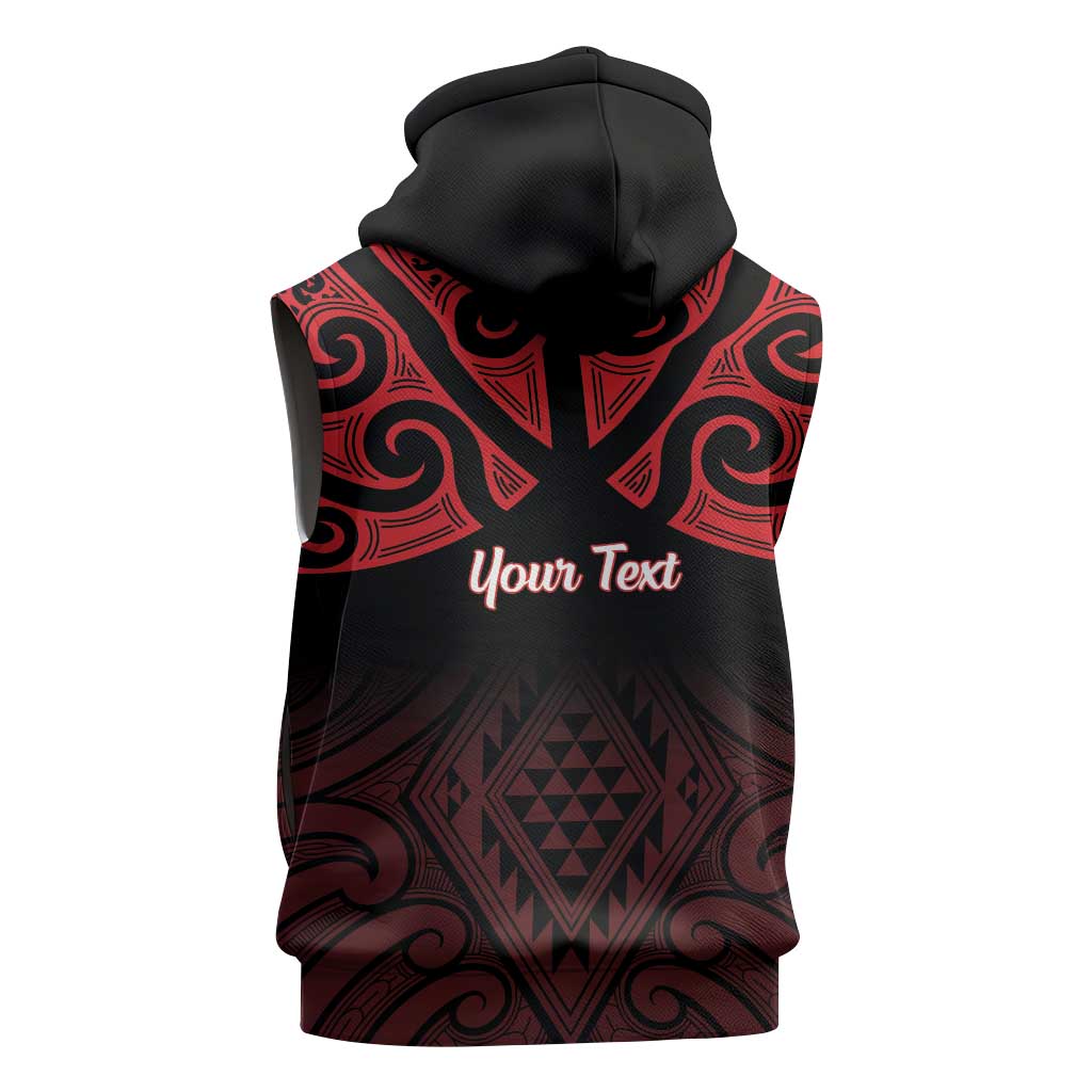 Personalised Keep Maori Wards New Zealand Sleeveless Hoodie Stronger Together Aotearoa Taniko - Vibe Hoodie