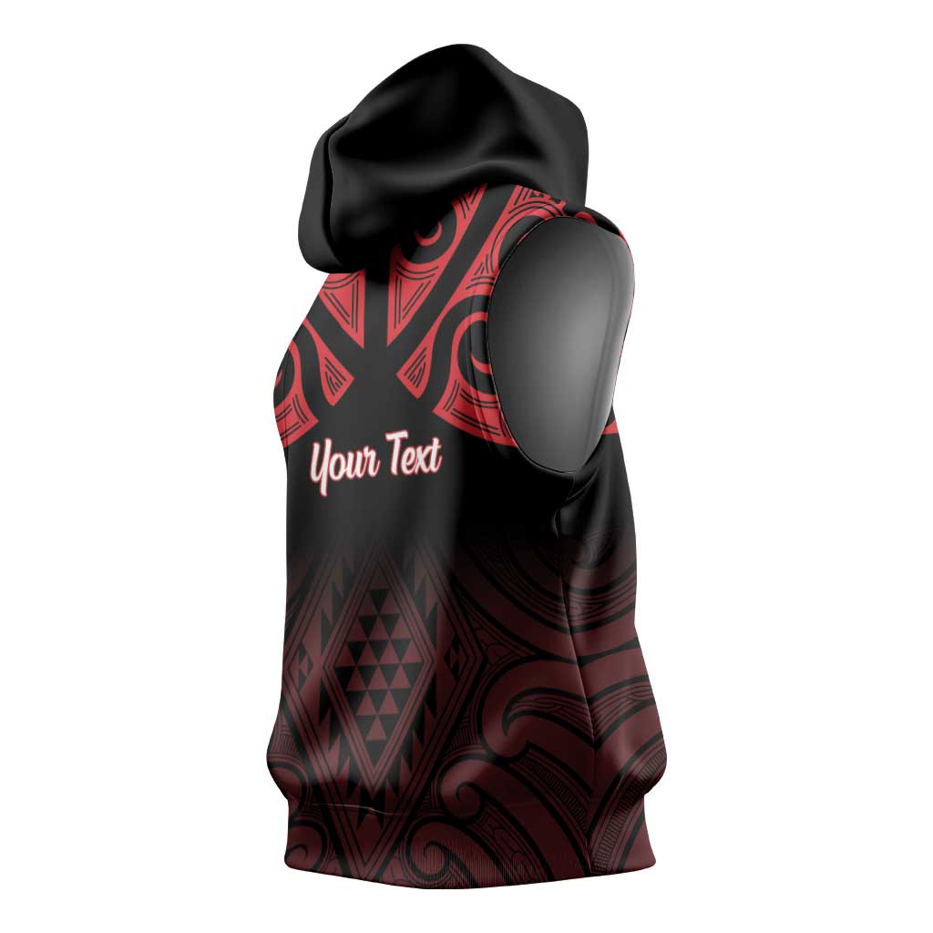 Personalised Keep Maori Wards New Zealand Sleeveless Hoodie Stronger Together Aotearoa Taniko - Vibe Hoodie