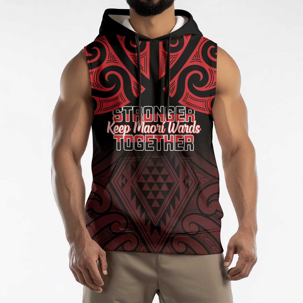 Personalised Keep Maori Wards New Zealand Sleeveless Hoodie Stronger Together Aotearoa Taniko - Vibe Hoodie