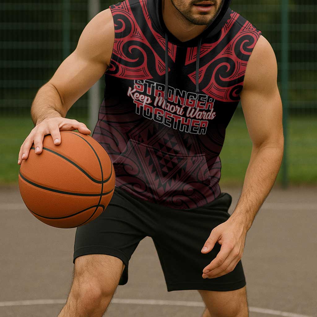 Personalised Keep Maori Wards New Zealand Sleeveless Hoodie Stronger Together Aotearoa Taniko - Vibe Hoodie