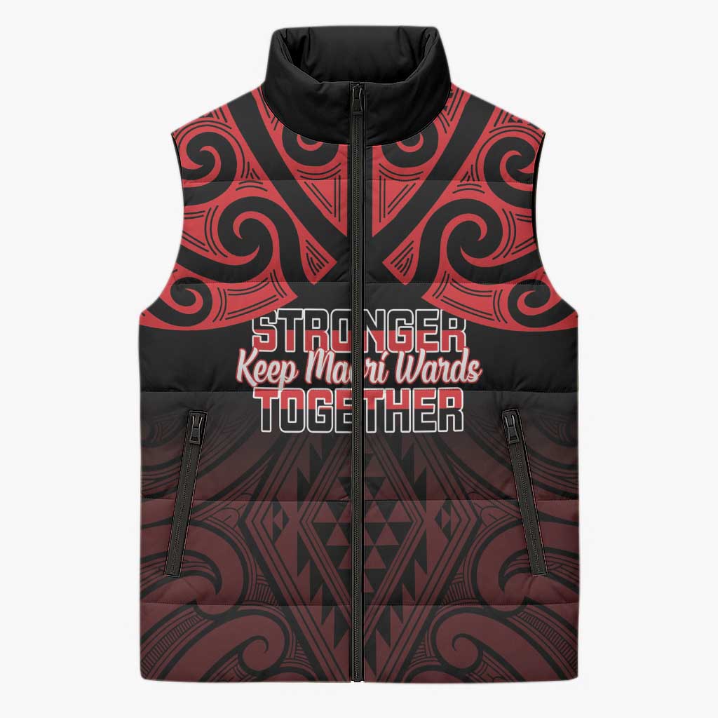 Personalised Keep Maori Wards New Zealand Sleeveless Puffer Jacket Stronger Together Aotearoa Taniko - Vibe Hoodie