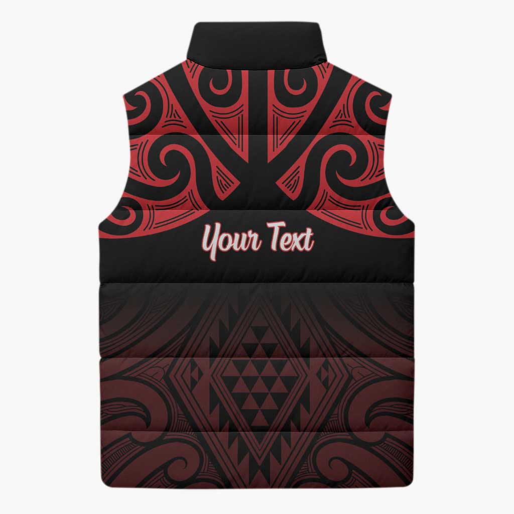 Personalised Keep Maori Wards New Zealand Sleeveless Puffer Jacket Stronger Together Aotearoa Taniko - Vibe Hoodie