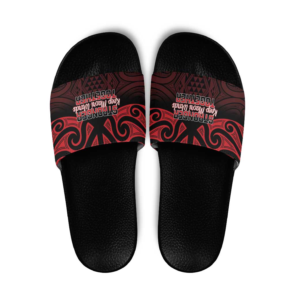 Keep Maori Wards New Zealand Slide Sandals Stronger Together Aotearoa Taniko - Vibe Hoodie