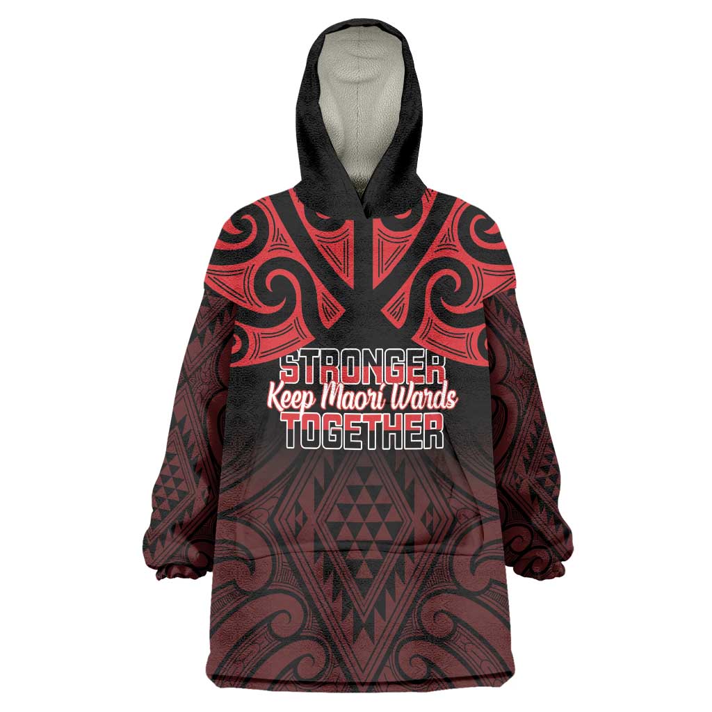 Personalised Keep Maori Wards New Zealand Wearable Blanket Hoodie Stronger Together Aotearoa Taniko - Vibe Hoodie