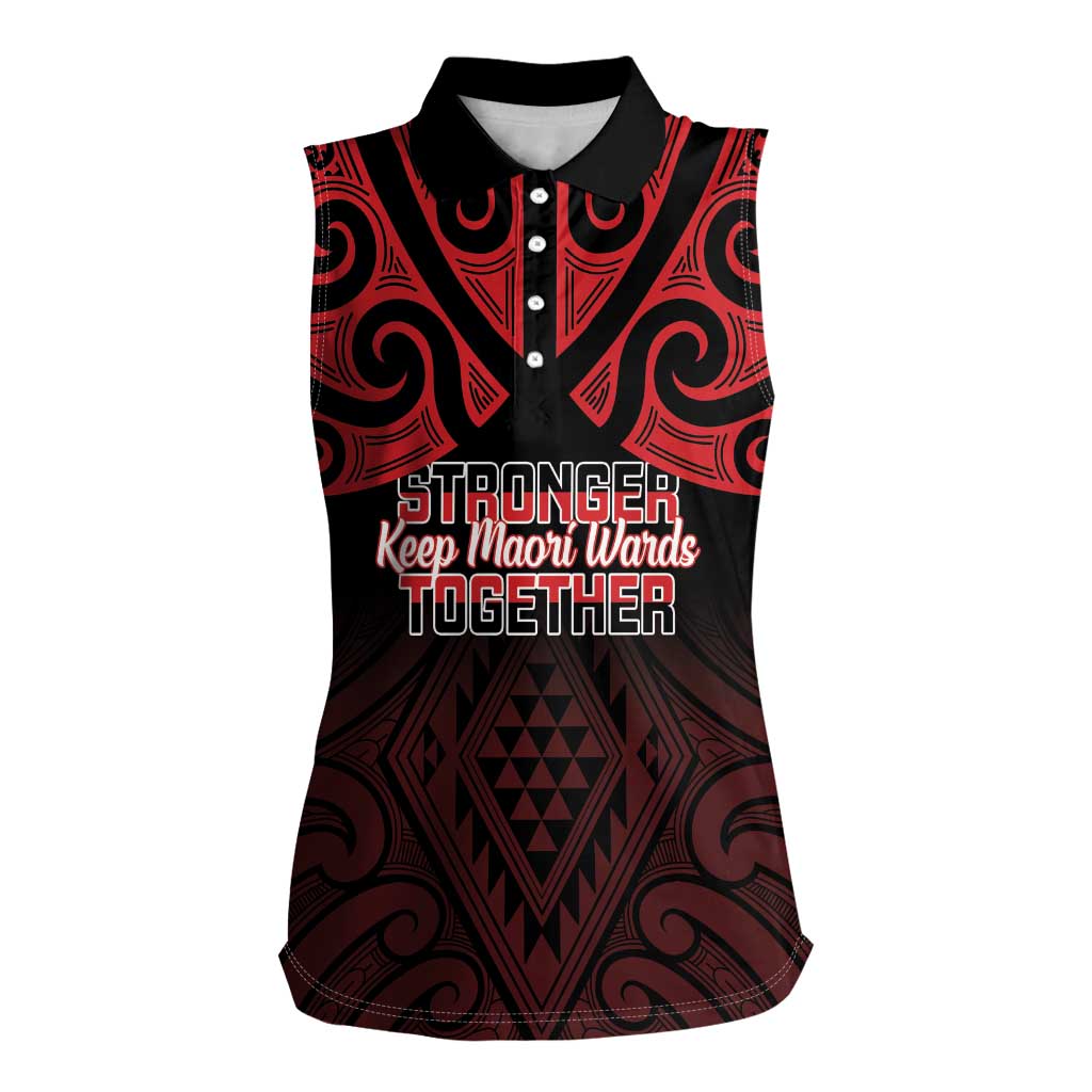 Personalised Keep Maori Wards New Zealand Women Sleeveless Polo Shirt Stronger Together Aotearoa Taniko - Vibe Hoodie