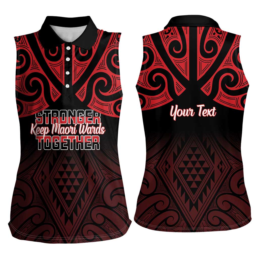 Personalised Keep Maori Wards New Zealand Women Sleeveless Polo Shirt Stronger Together Aotearoa Taniko - Vibe Hoodie