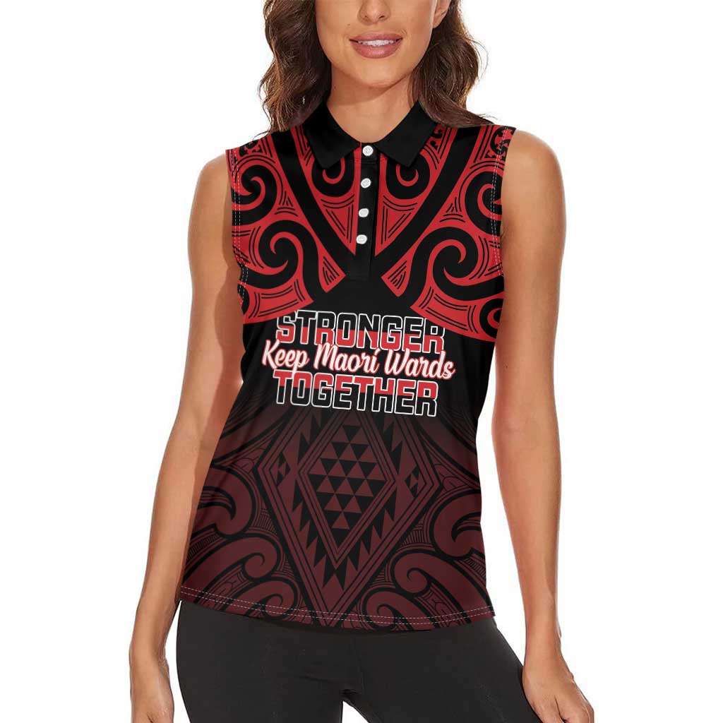Personalised Keep Maori Wards New Zealand Women Sleeveless Polo Shirt Stronger Together Aotearoa Taniko - Vibe Hoodie