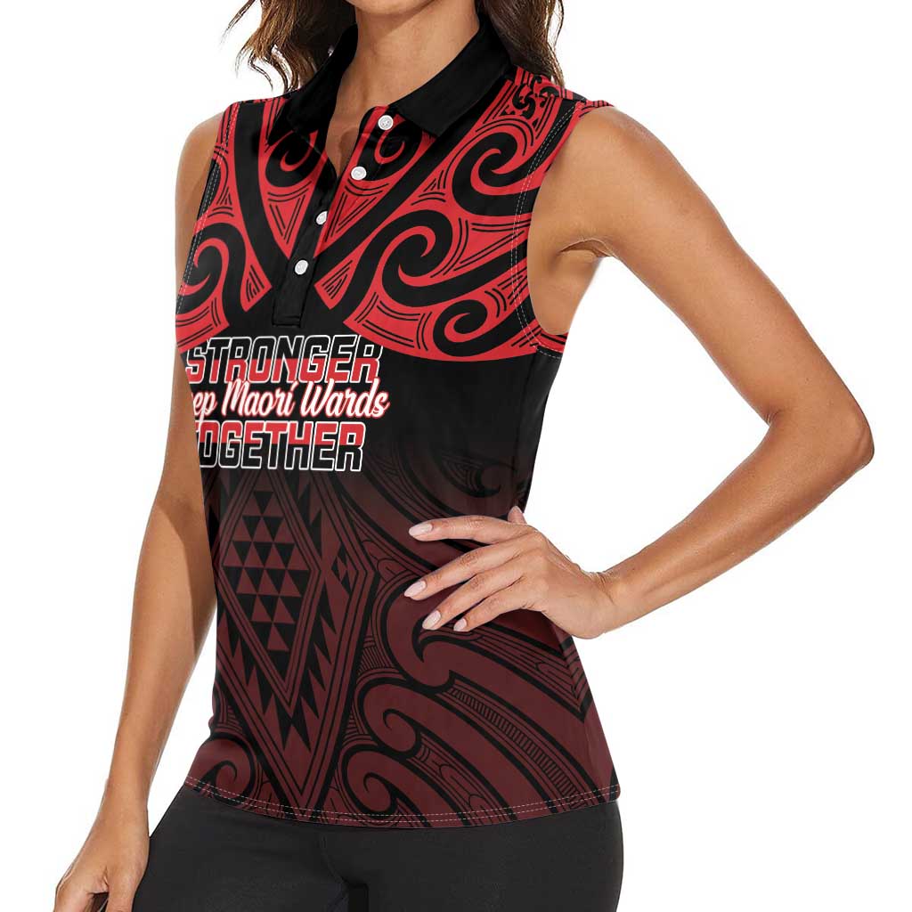 Personalised Keep Maori Wards New Zealand Women Sleeveless Polo Shirt Stronger Together Aotearoa Taniko - Vibe Hoodie