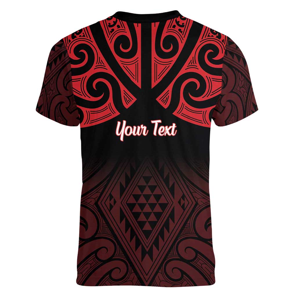 Personalised Keep Maori Wards New Zealand Women V-Neck T-Shirt Stronger Together Aotearoa Taniko - Vibe Hoodie