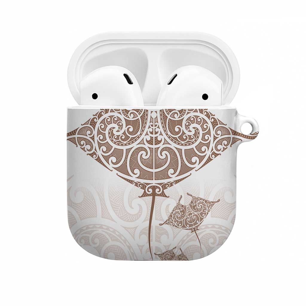 New Zealand Manta Ray Tattoo AirPods Case Aotearoa Maori Haehae Beige - Vibe Hoodie