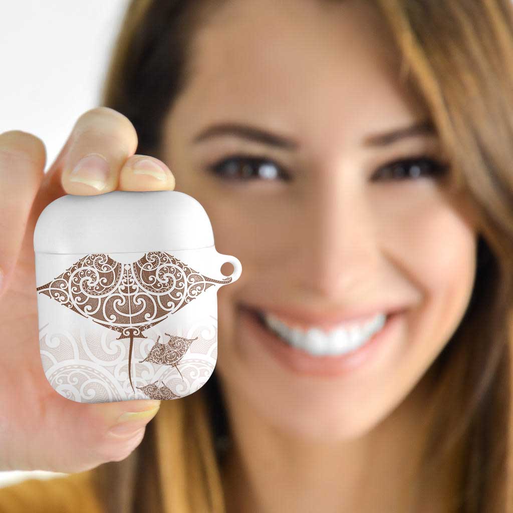New Zealand Manta Ray Tattoo AirPods Case Aotearoa Maori Haehae Beige - Vibe Hoodie