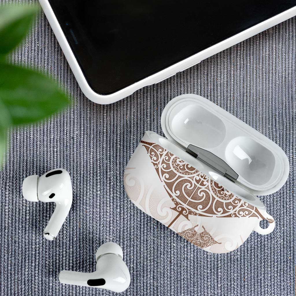 New Zealand Manta Ray Tattoo AirPods Case Aotearoa Maori Haehae Beige - Vibe Hoodie