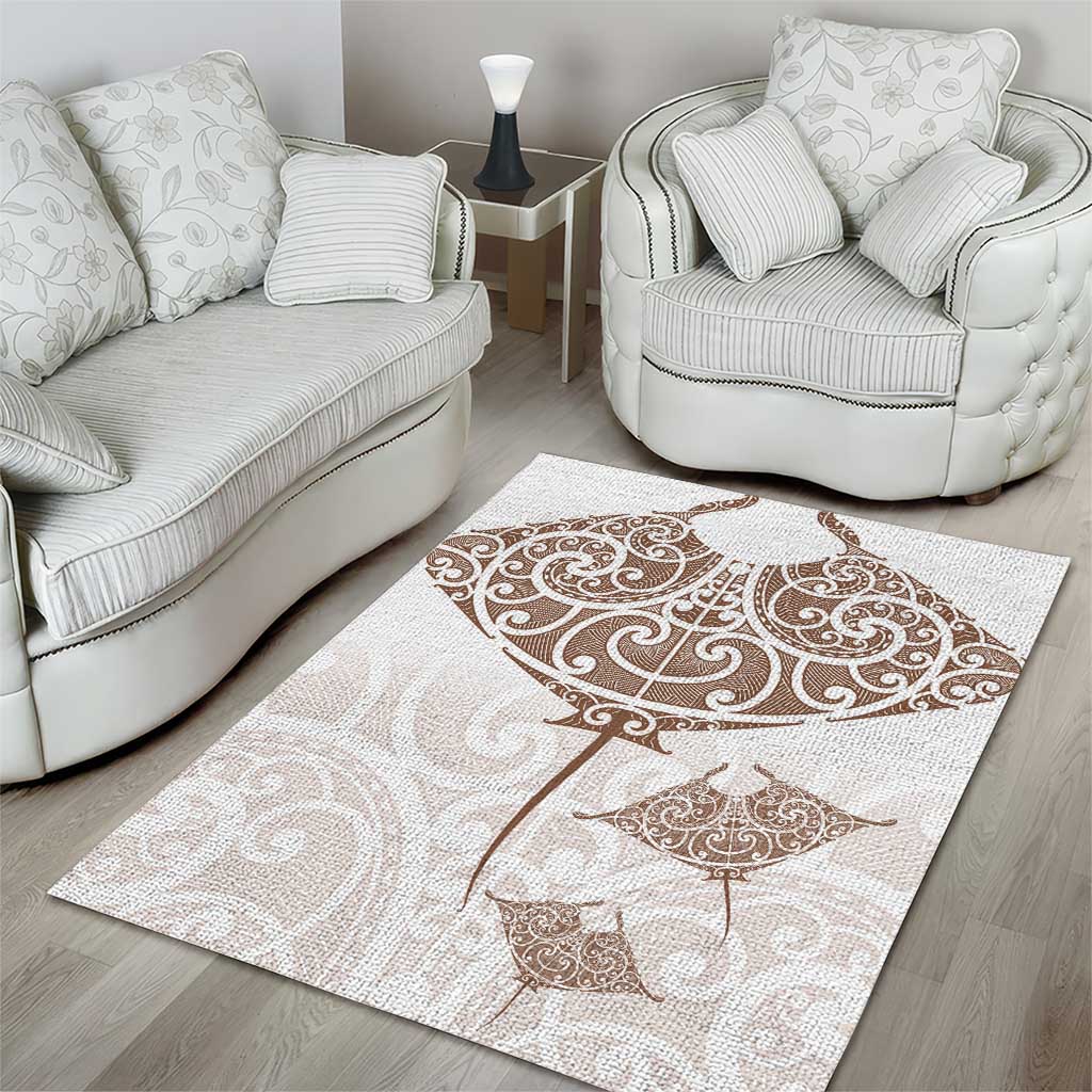 New Zealand Manta Ray Tattoo Area Rug Aotearoa Maori Haehae Beige - Vibe Hoodie