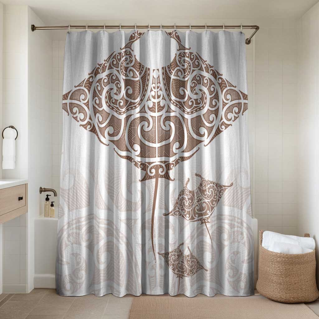 New Zealand Manta Ray Tattoo Bathroom Set Aotearoa Maori Haehae Beige - Vibe Hoodie