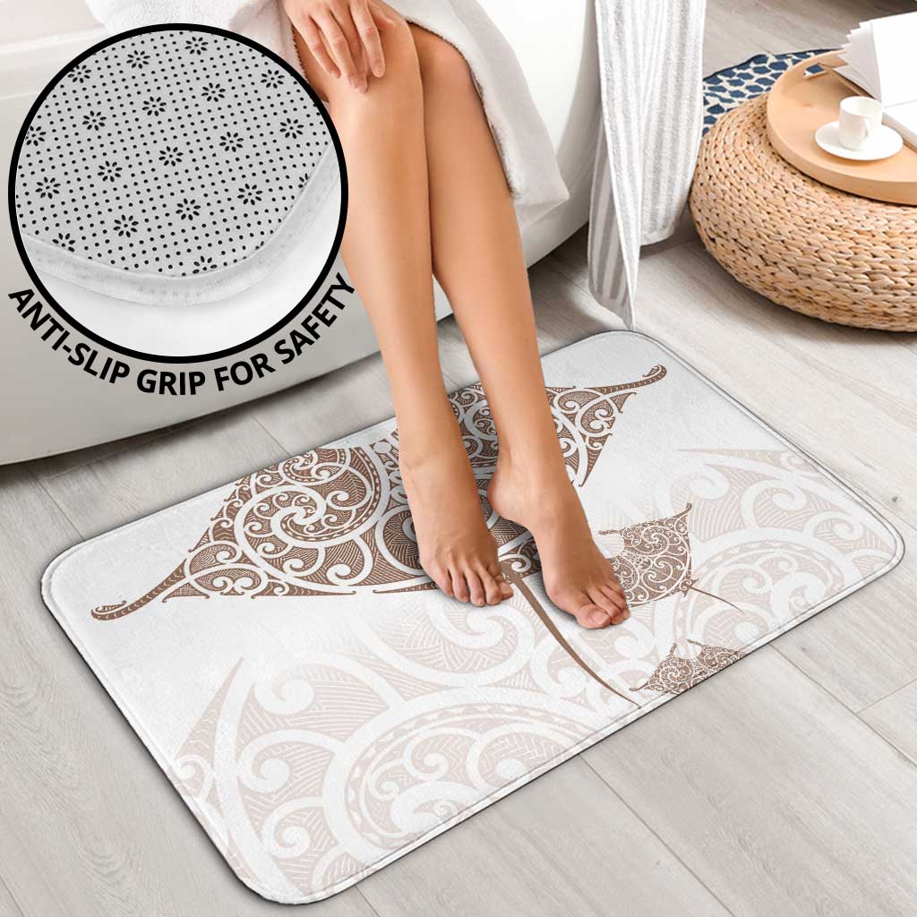 New Zealand Manta Ray Tattoo Bathroom Set Aotearoa Maori Haehae Beige - Vibe Hoodie