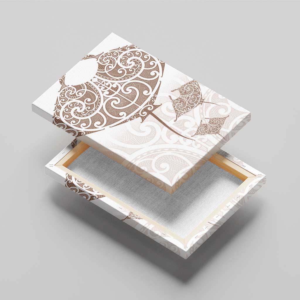 New Zealand Manta Ray Tattoo Canvas Wall Art Aotearoa Maori Haehae Beige - Vibe Hoodie