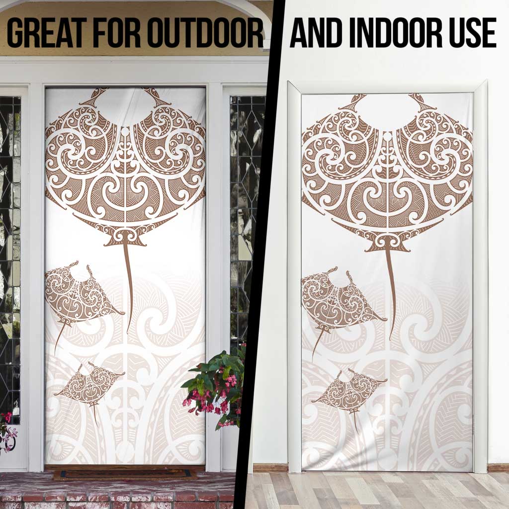 New Zealand Manta Ray Tattoo Door Cover Aotearoa Maori Haehae Beige - Vibe Hoodie