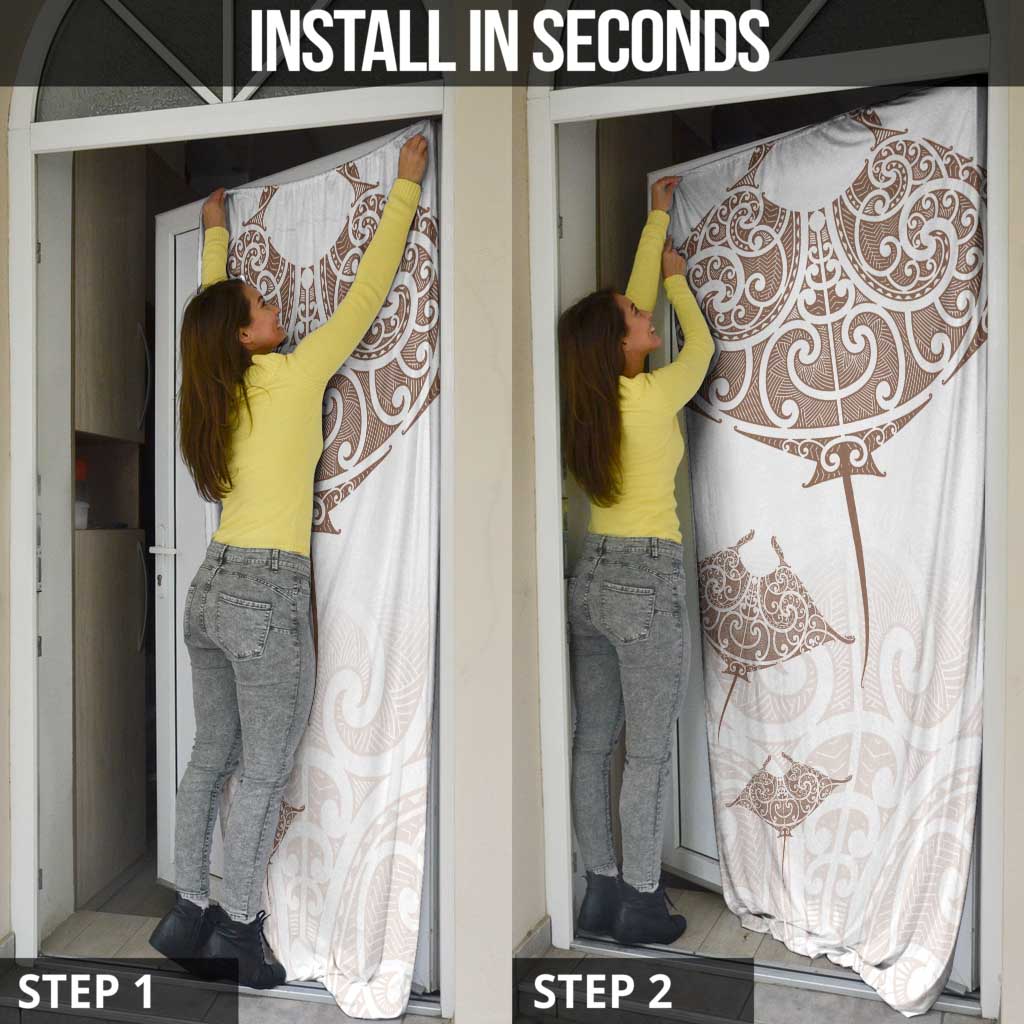 New Zealand Manta Ray Tattoo Door Cover Aotearoa Maori Haehae Beige - Vibe Hoodie