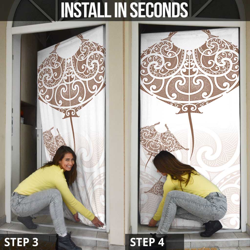 New Zealand Manta Ray Tattoo Door Cover Aotearoa Maori Haehae Beige - Vibe Hoodie