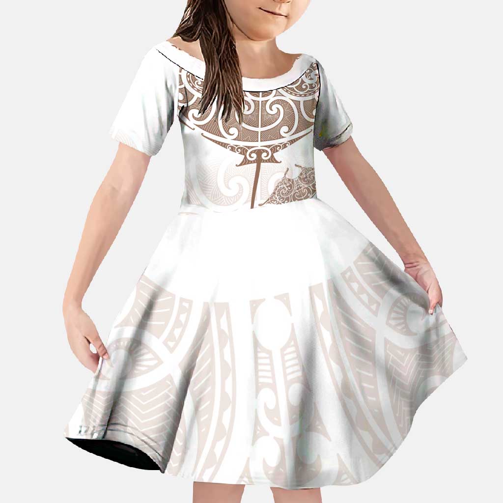 New Zealand Manta Ray Tattoo Family Matching Mermaid Dress and Hawaiian Shirt Aotearoa Maori Haehae Beige - Vibe Hoodie