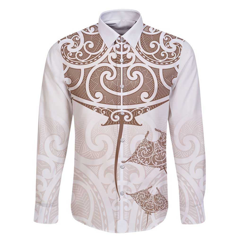 New Zealand Manta Ray Tattoo Family Matching Mermaid Dress and Hawaiian Shirt Aotearoa Maori Haehae Beige - Vibe Hoodie