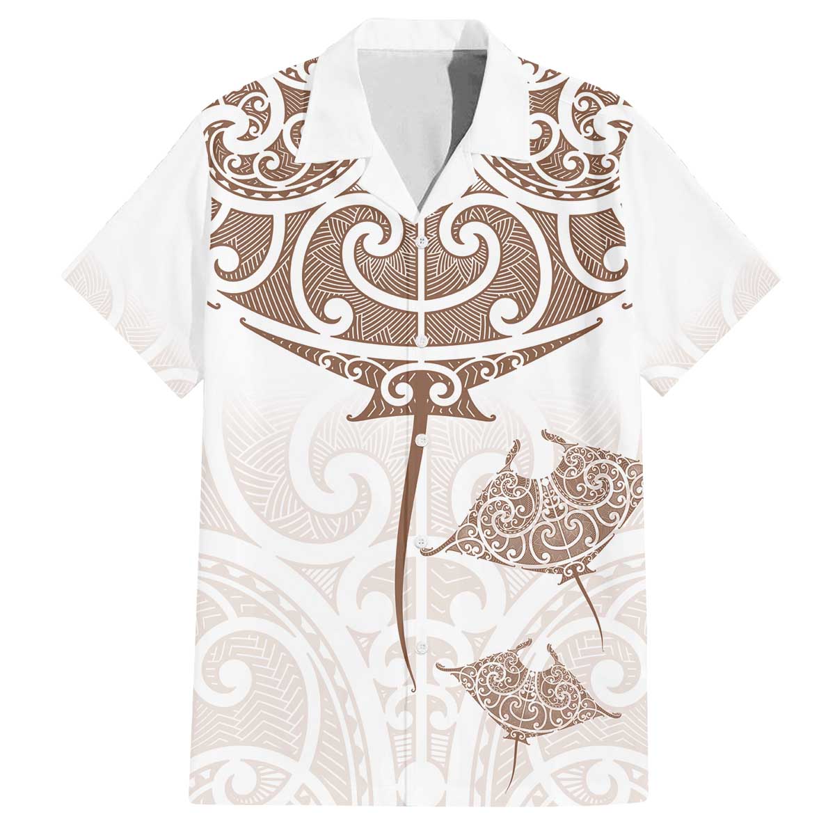 New Zealand Manta Ray Tattoo Family Matching Off The Shoulder Long Sleeve Dress and Hawaiian Shirt Aotearoa Maori Haehae Beige - Vibe Hoodie