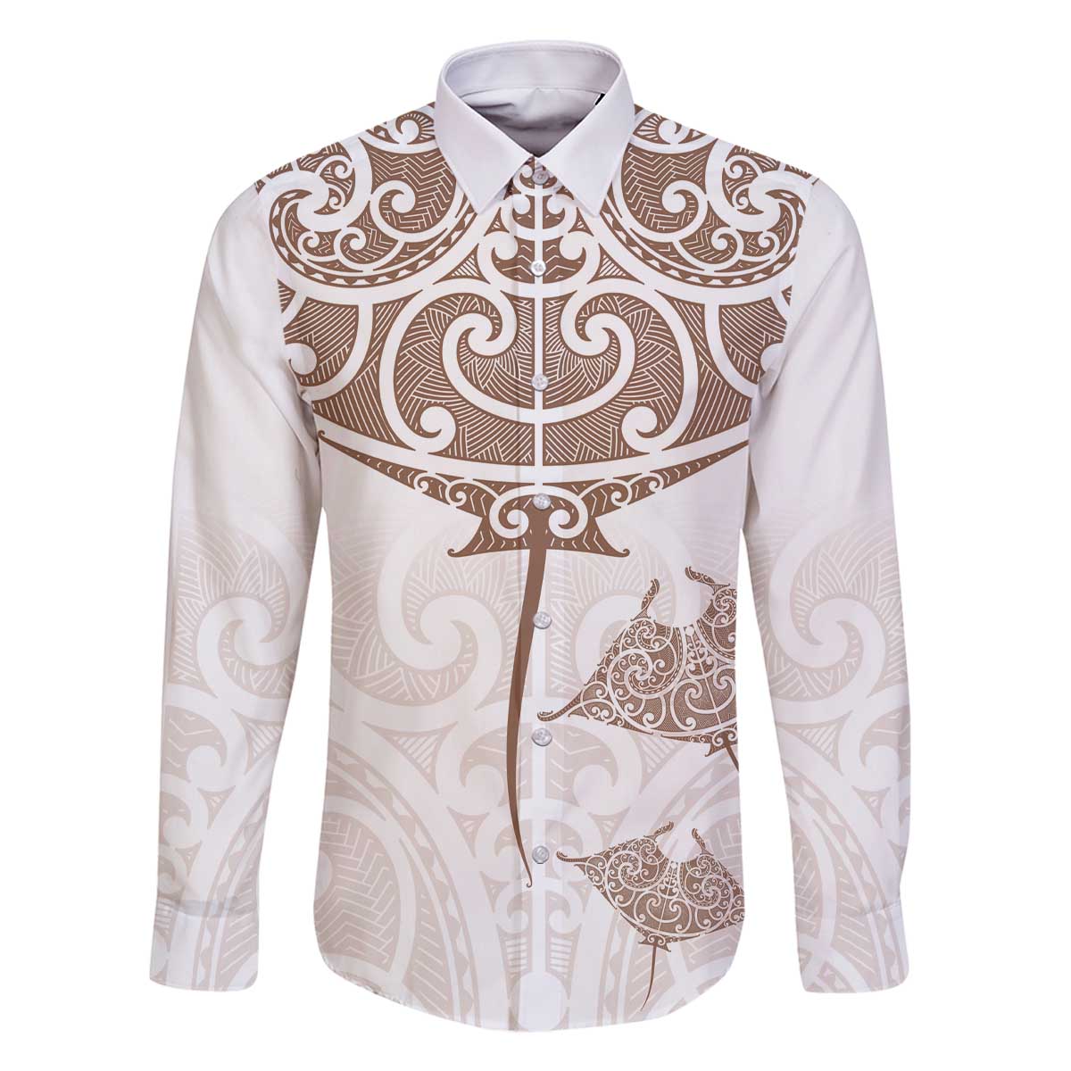 New Zealand Manta Ray Tattoo Family Matching Off The Shoulder Long Sleeve Dress and Hawaiian Shirt Aotearoa Maori Haehae Beige - Vibe Hoodie