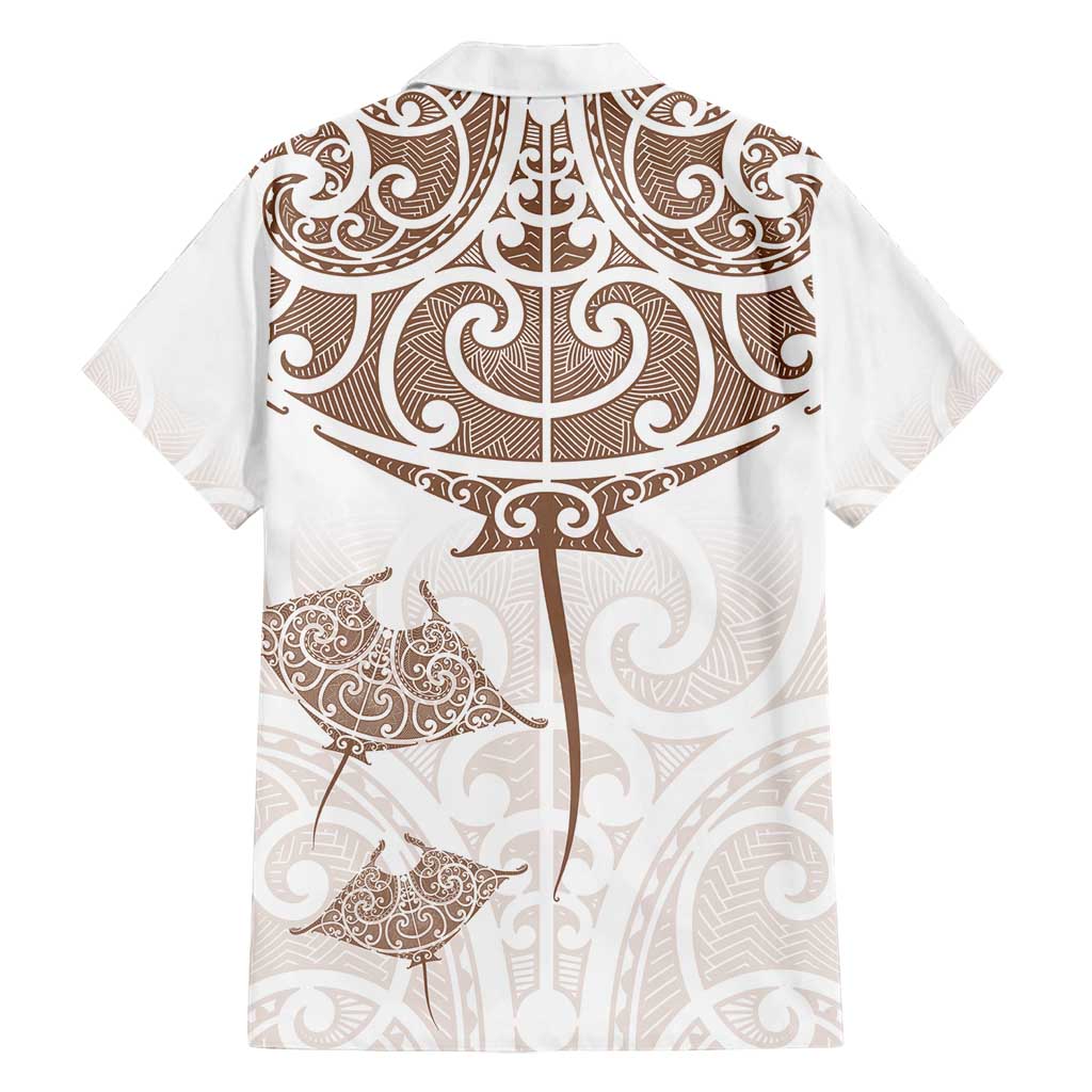 New Zealand Manta Ray Tattoo Family Matching Off Shoulder Maxi Dress and Hawaiian Shirt Aotearoa Maori Haehae Beige - Vibe Hoodie