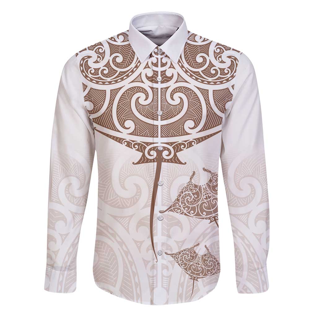 New Zealand Manta Ray Tattoo Family Matching Puletasi and Hawaiian Shirt Aotearoa Maori Haehae Beige - Vibe Hoodie