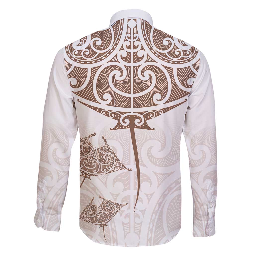 New Zealand Manta Ray Tattoo Family Matching Puletasi and Hawaiian Shirt Aotearoa Maori Haehae Beige - Vibe Hoodie