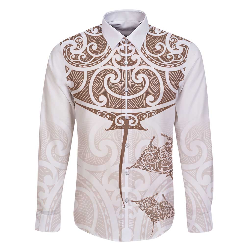 New Zealand Manta Ray Tattoo Family Matching Short Sleeve Bodycon Dress and Hawaiian Shirt Aotearoa Maori Haehae Beige - Vibe Hoodie