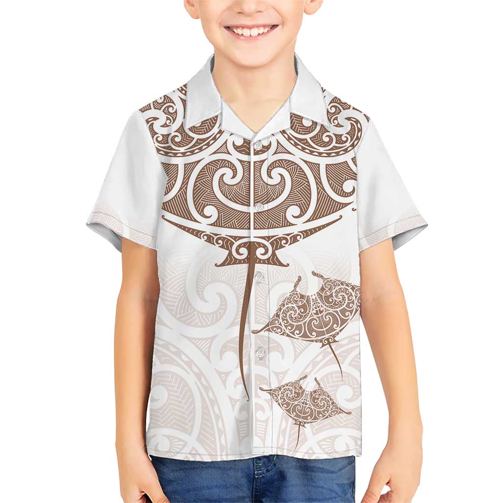 New Zealand Manta Ray Tattoo Family Matching Short Sleeve Bodycon Dress and Hawaiian Shirt Aotearoa Maori Haehae Beige - Vibe Hoodie