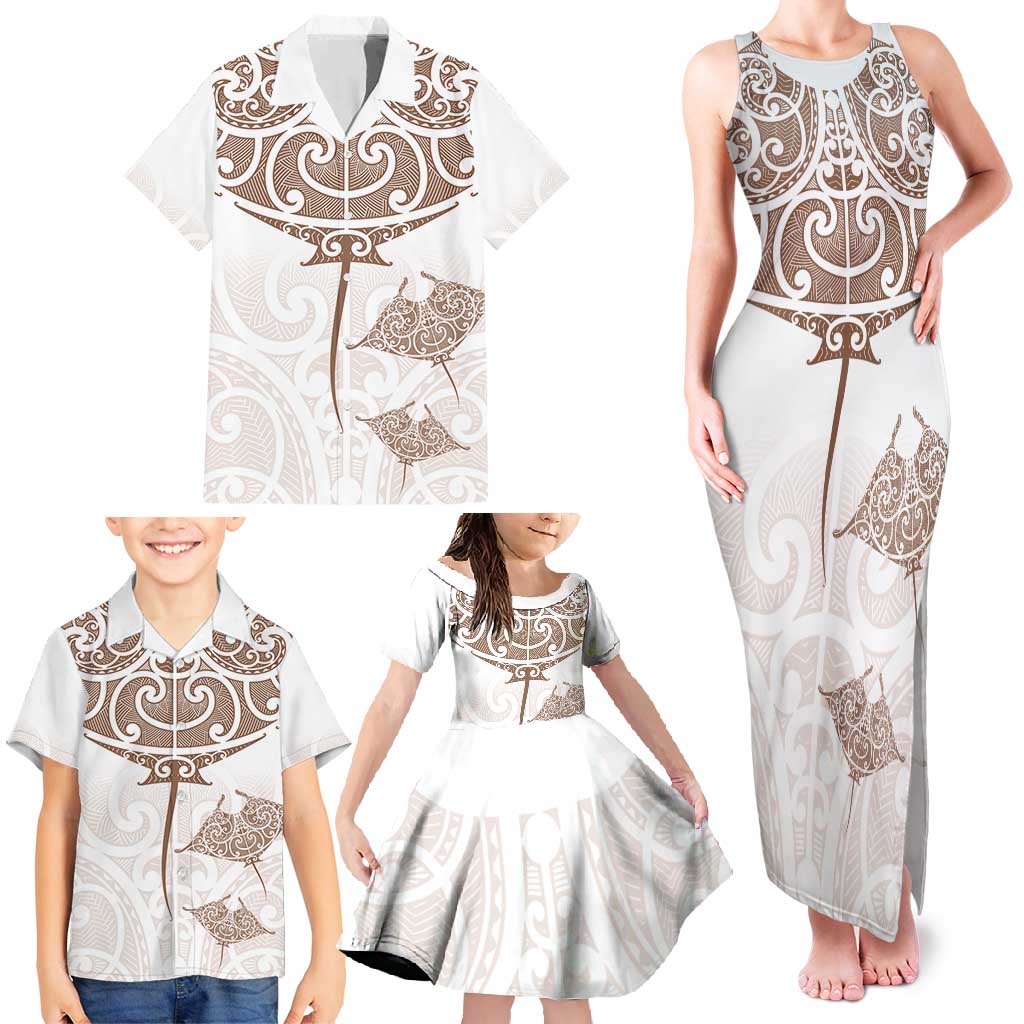 New Zealand Manta Ray Tattoo Family Matching Tank Maxi Dress and Hawaiian Shirt Aotearoa Maori Haehae Beige - Vibe Hoodie