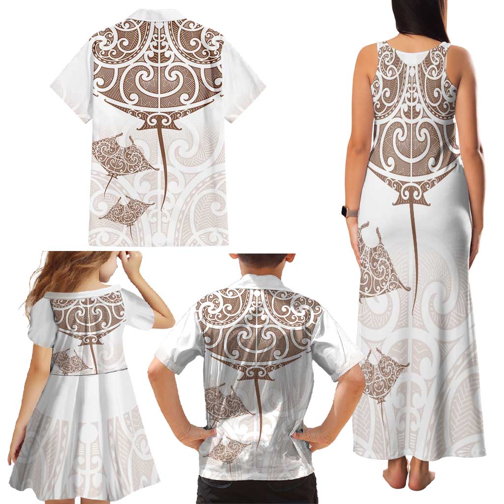 New Zealand Manta Ray Tattoo Family Matching Tank Maxi Dress and Hawaiian Shirt Aotearoa Maori Haehae Beige - Vibe Hoodie