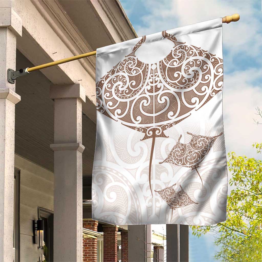 New Zealand Manta Ray Tattoo Garden Flag Aotearoa Maori Haehae Beige - Vibe Hoodie