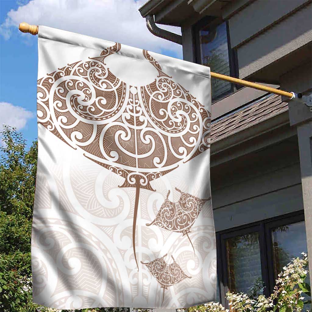 New Zealand Manta Ray Tattoo Garden Flag Aotearoa Maori Haehae Beige - Vibe Hoodie