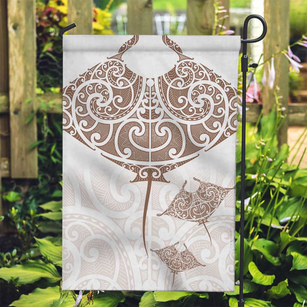 New Zealand Manta Ray Tattoo Garden Flag Aotearoa Maori Haehae Beige - Vibe Hoodie