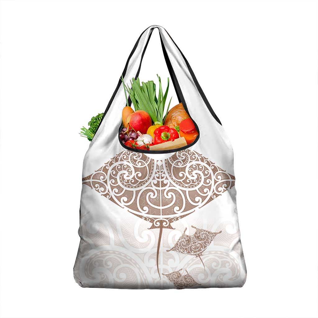 New Zealand Manta Ray Tattoo Grocery Bag Aotearoa Maori Haehae Beige - Vibe Hoodie