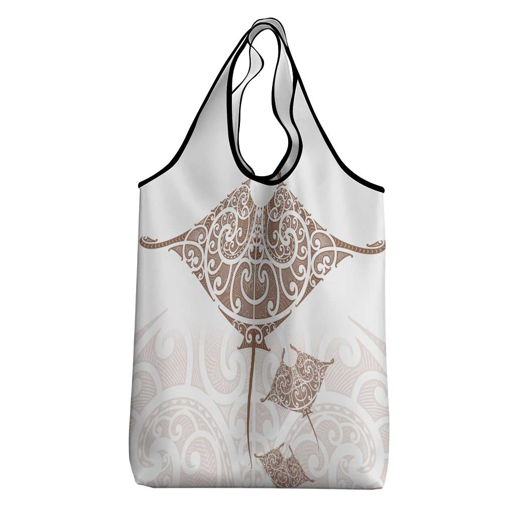 New Zealand Manta Ray Tattoo Grocery Bag Aotearoa Maori Haehae Beige - Vibe Hoodie
