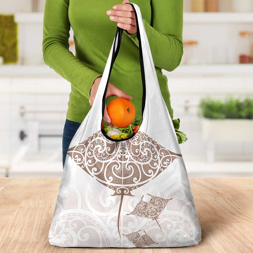 New Zealand Manta Ray Tattoo Grocery Bag Aotearoa Maori Haehae Beige - Vibe Hoodie