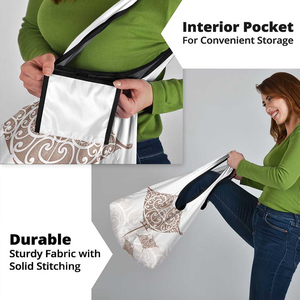 New Zealand Manta Ray Tattoo Grocery Bag Aotearoa Maori Haehae Beige - Vibe Hoodie