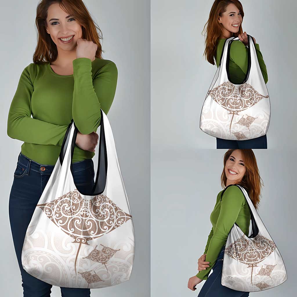 New Zealand Manta Ray Tattoo Grocery Bag Aotearoa Maori Haehae Beige - Vibe Hoodie