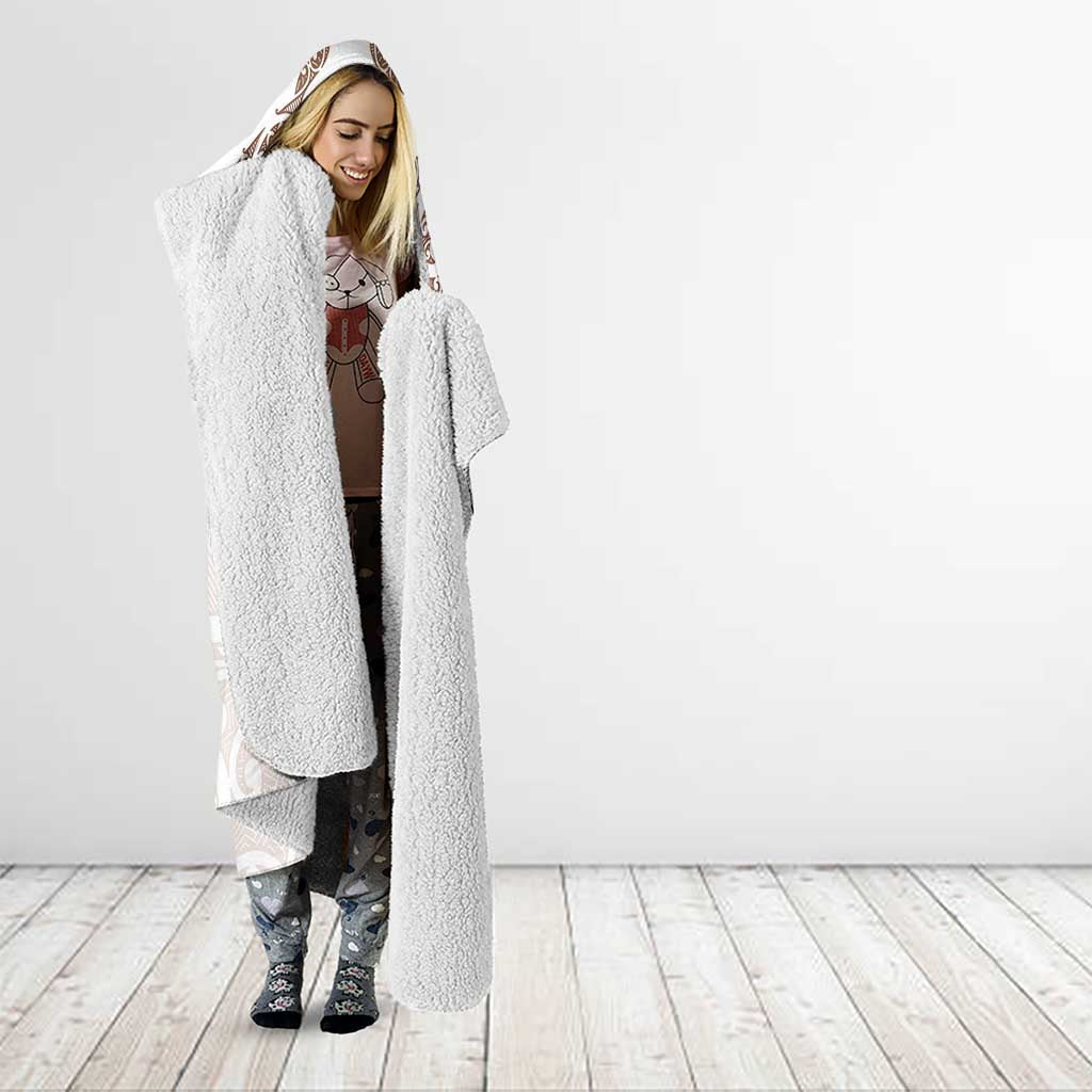 New Zealand Manta Ray Tattoo Hooded Blanket Aotearoa Maori Haehae Beige - Vibe Hoodie