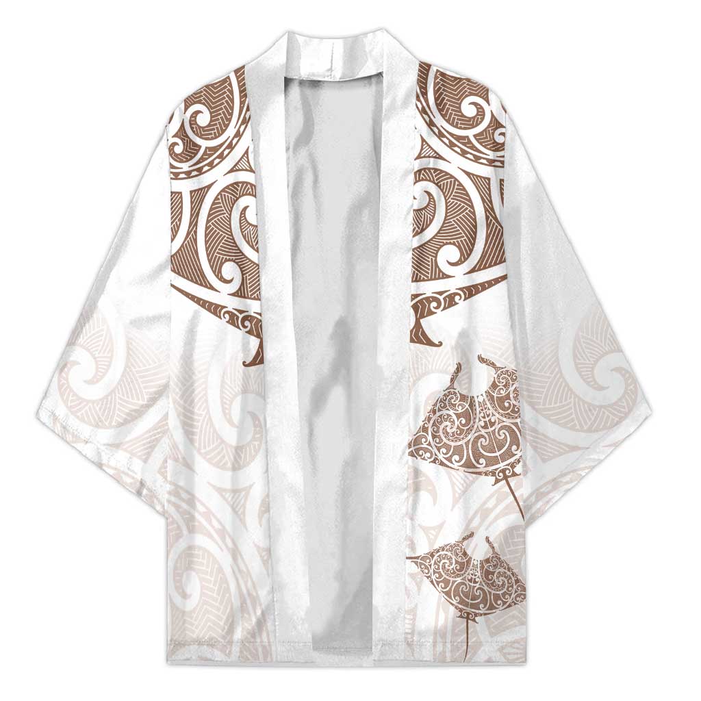 New Zealand Manta Ray Tattoo Kimono Aotearoa Maori Haehae Beige - Vibe Hoodie