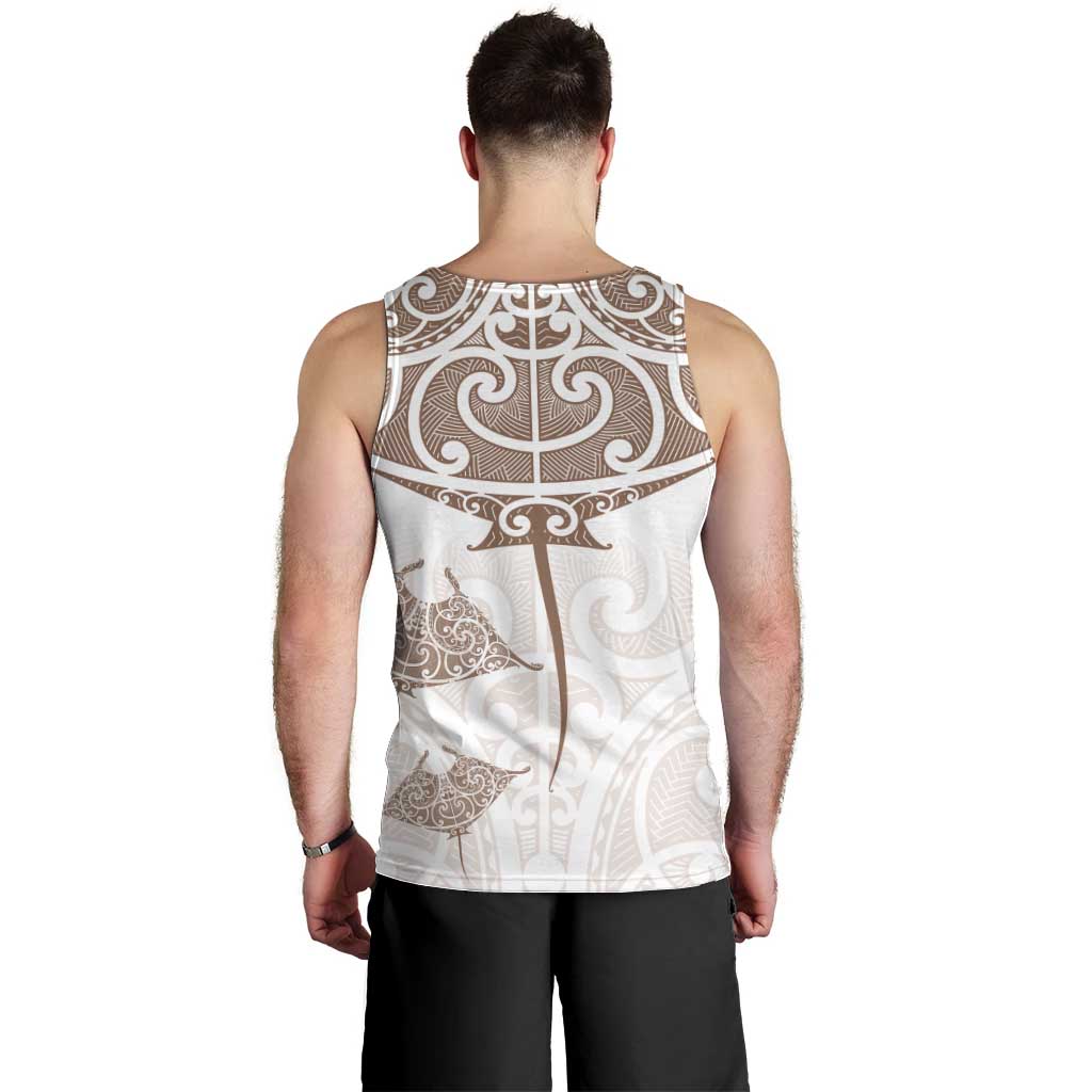 New Zealand Manta Ray Tattoo Men Tank Top Aotearoa Maori Haehae Beige - Vibe Hoodie