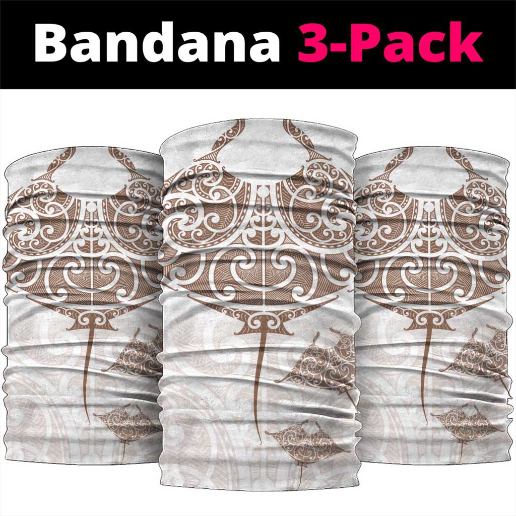 New Zealand Manta Ray Tattoo Neck Gaiter Aotearoa Maori Haehae Beige - Vibe Hoodie