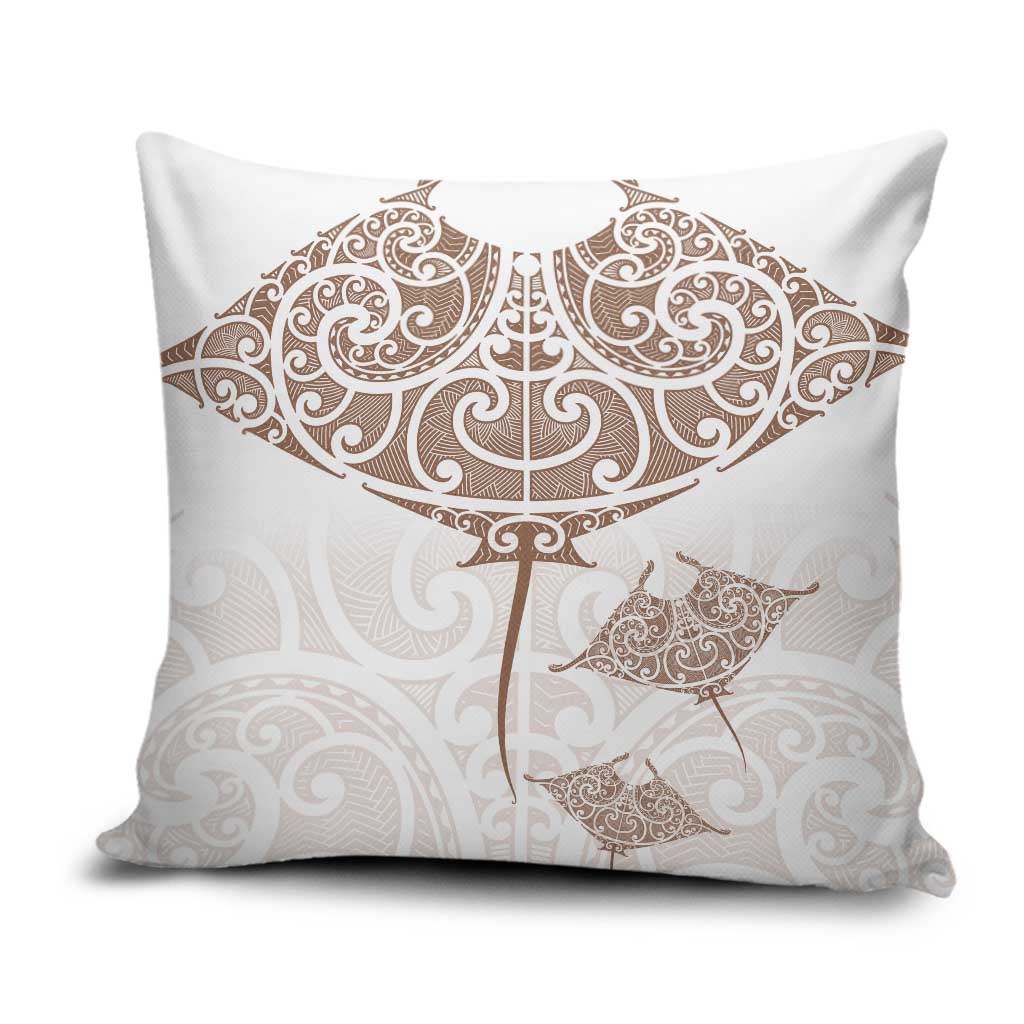 New Zealand Manta Ray Tattoo Pillow Cover Aotearoa Maori Haehae Beige - Vibe Hoodie